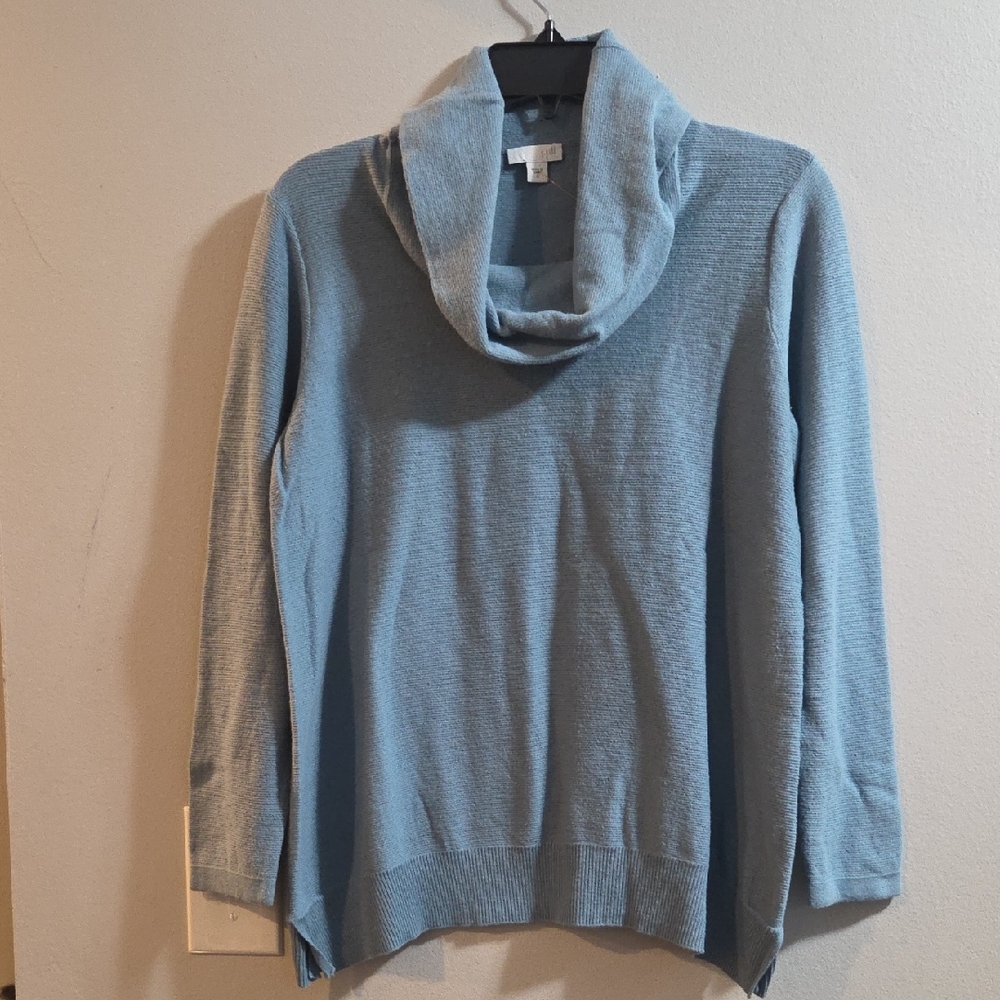 J. Jill Light Blue Cowl Neck Sweater